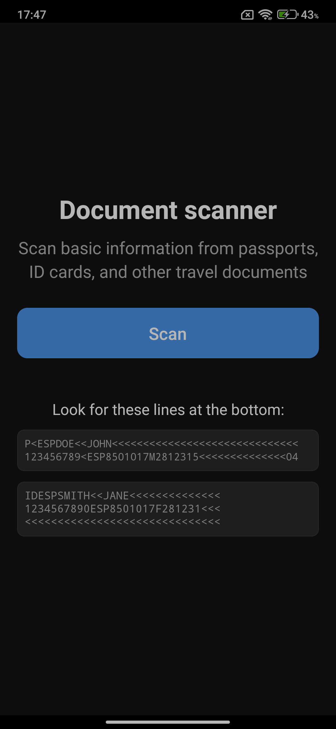 Document Scanner Screen